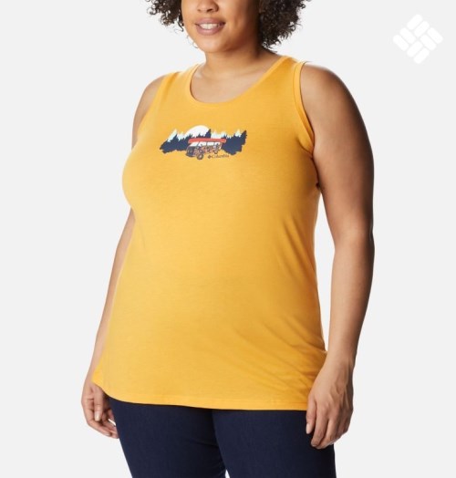 Women's Columbia Bluff Mesa Tanks Mango | Plus Size CA-Y8LA4